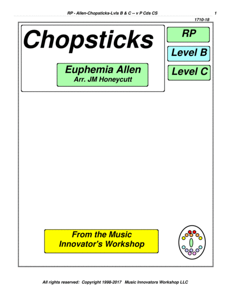 Free Sheet Music Chopsticks Key Map Tablature