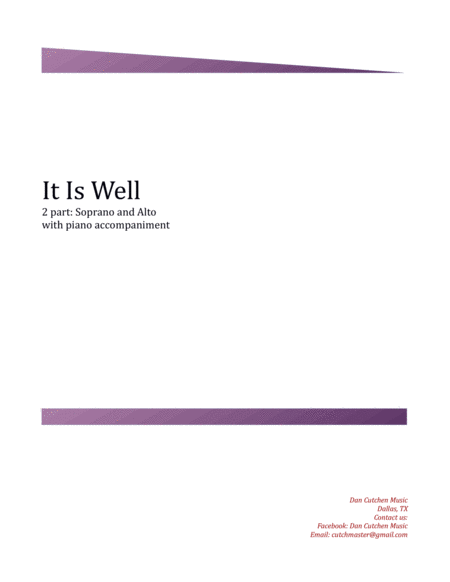 Choral It Is Well 2 Part Soprano And Alto Sheet Music