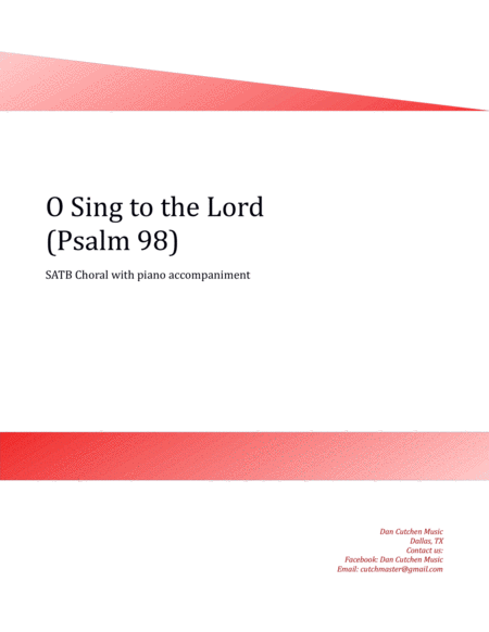 Choral O Sing To The Lord Psalm 98 Sheet Music