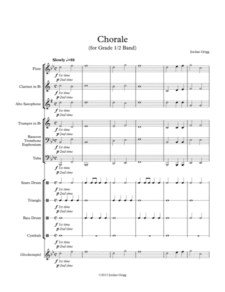 Chorale For Grade 0 5 Band Sheet Music