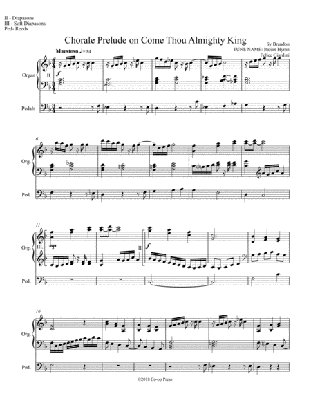 Chorale Prelude On Come Thou Almighty King Sheet Music