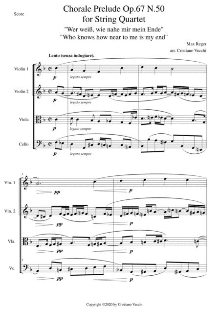 Free Sheet Music Chorale Prelude Op 67 N 50 For String Quartet