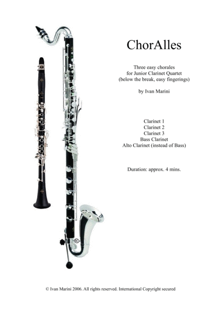 Free Sheet Music Choralles Easy Chorales For Clarinet Quartet