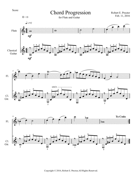 Chord Progression Duet For Flute And Guitar Sheet Music