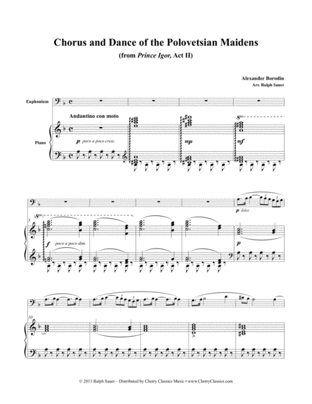 Chorus And Dance Of The Polovetsian Maidens For Euphonium And Piano Sheet Music