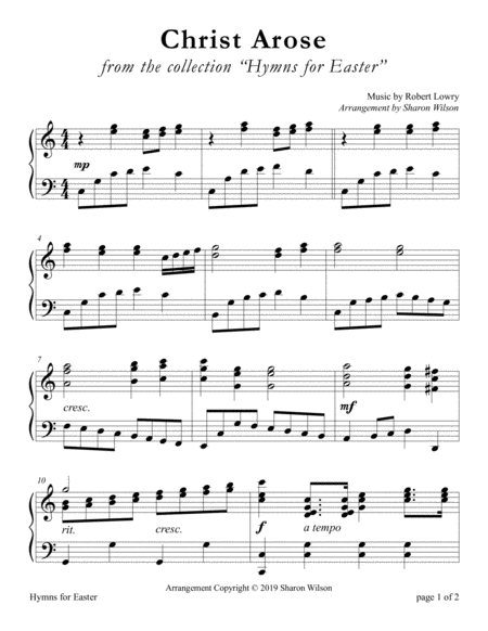 Christ Arose Large Print Piano Solo Sheet Music