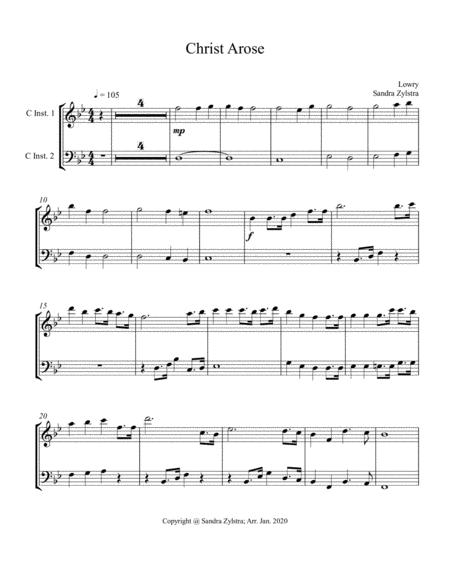 Free Sheet Music Christ Arose Treble Bass C Instrument Parts Only