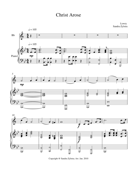 Christ Arose Treble Bb Instrument Solo Sheet Music