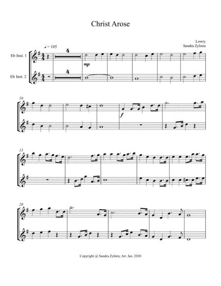 Free Sheet Music Christ Arose Treble Eb Instrument Duet Parts Only