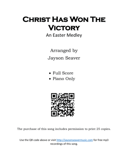 Free Sheet Music Christ Has Won The Victory An Easter Medley