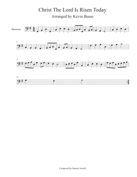 Free Sheet Music Christ The Lord Is Risen Today Bassoon