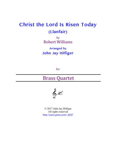 Free Sheet Music Christ The Lord Is Risen Today Brass Quartet