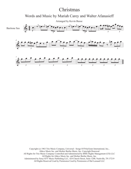 Christmas Baby Please Come Home Bari Sax Solo Sheet Music