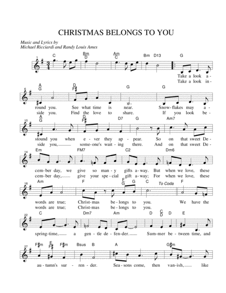 Christmas Belongs To You Sheet Music