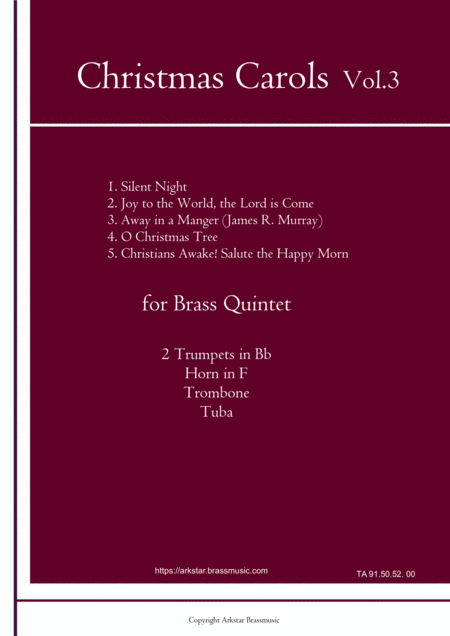 Christmas Carols For Brass Quintet Vol 3 5 Christmas Carols Sheet Music