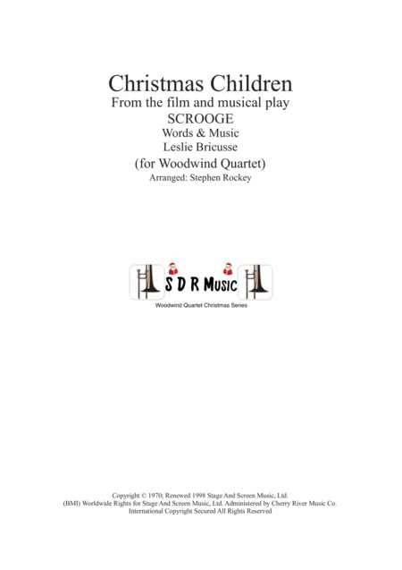 Free Sheet Music Christmas Children For Woodwind Quartet