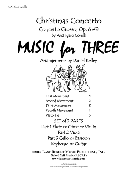 Free Sheet Music Christmas Concerto Concerto Grosso Op 6 8 For Piano Quartet Violin Viola Cello Piano Set Of 4 Parts