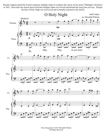 Christmas Duets For Clarinet Piano O Holy Night Sheet Music