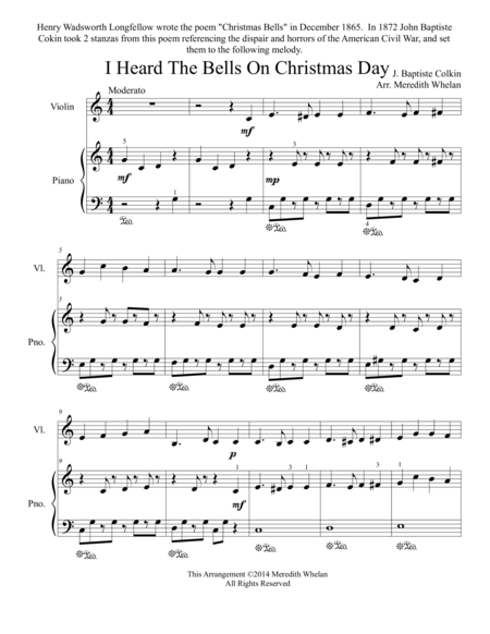 Free Sheet Music Christmas Duets For Violin Piano I Heard The Bells On Christmas Day