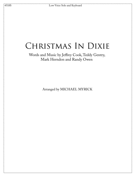 Christmas In Dixie Low Voice Sheet Music