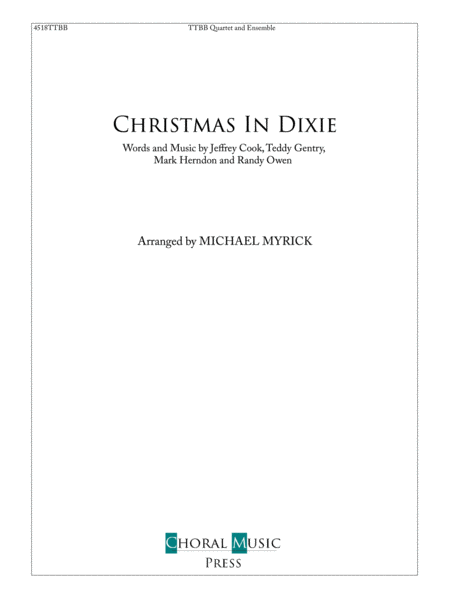 Christmas In Dixie Ttbb Barbershop Quartet And Ensemble Sheet Music