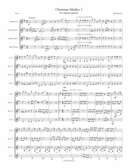 Free Sheet Music Christmas Medley 3 For Clarinet Quartet