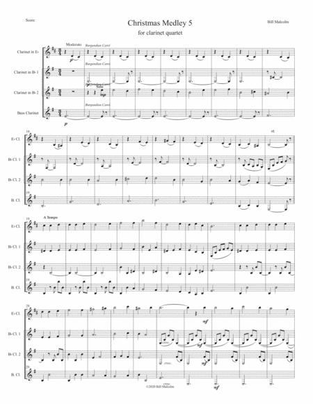 Christmas Medley 5 For Clarinet Quartet Sheet Music