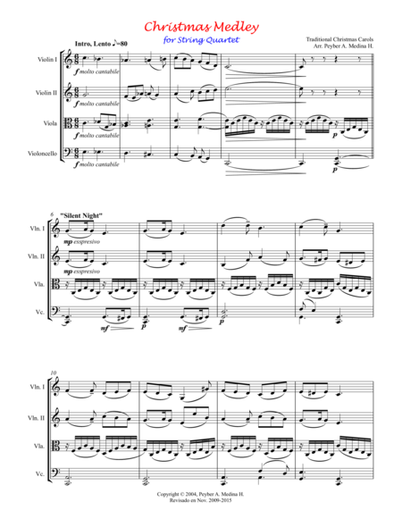 Christmas Medley For String Quartet Sheet Music