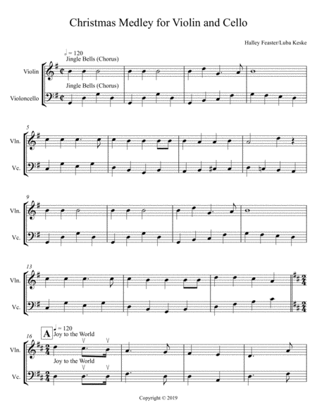 Free Sheet Music Christmas Medley For Violin And Cello