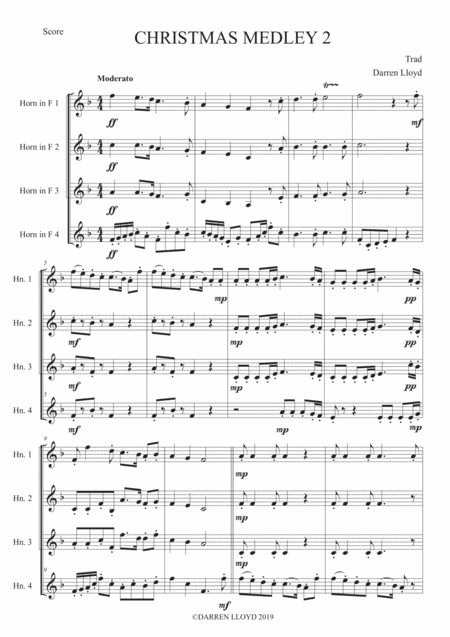 Christmas Medley Number 2 French Horn Quartet Sheet Music