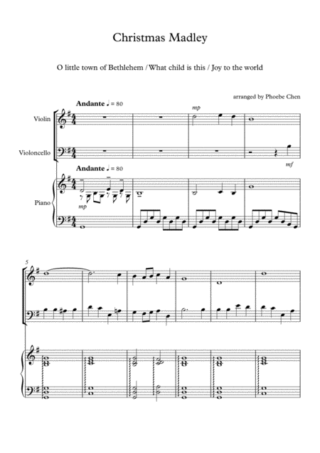 Christmas Medley Trio For Piano Violin Cello Sheet Music