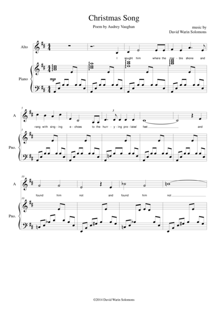 Christmas Song Alto Or Baritone And Piano Sheet Music