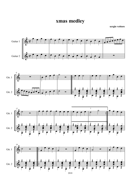 Christmas Song Medley For Two Guitars Sheet Music