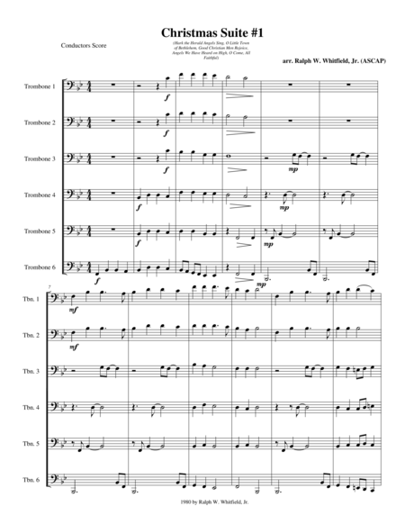 Christmas Suite 1 For Trombone Sextet Ensemble Sheet Music