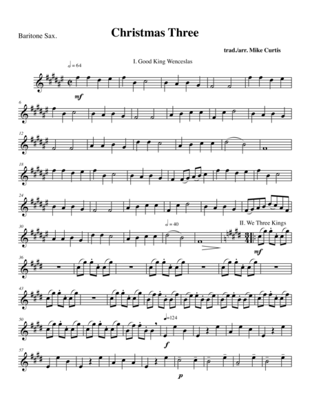 Free Sheet Music Christmas Three For Satb Sax Quartet