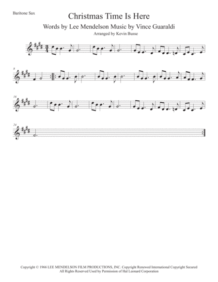 Christmas Time Is Here Bari Sax Sheet Music