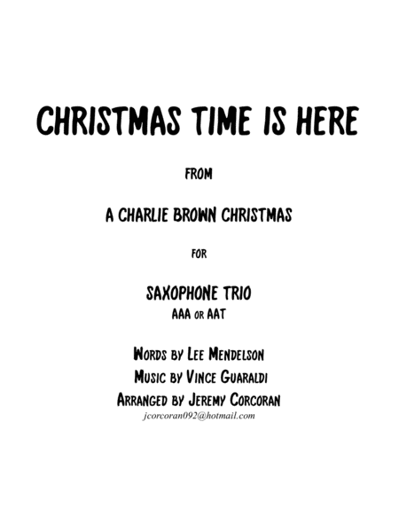 Christmas Time Is Here For Three Saxophones Aaa Or Aat Sheet Music