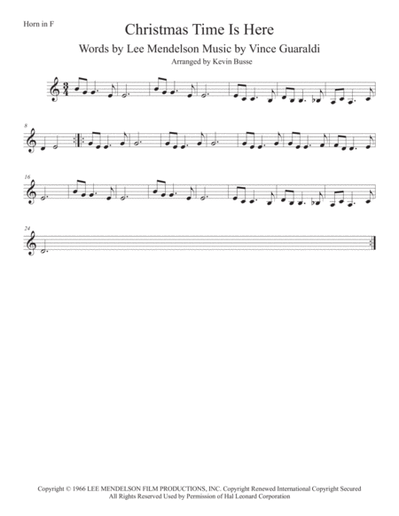 Free Sheet Music Christmas Time Is Here Original Key Horn In F