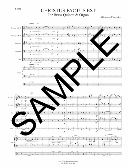 Christus Factus Est For Brass Quintet And Organ Sheet Music