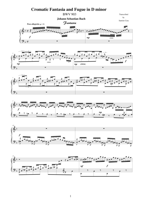 Chromatic Fantasia And Fugue In D Minor Bwv 903 For Piano Sheet Music