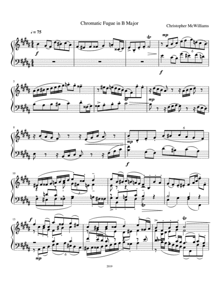 Chromatic Fugue In B Major Sheet Music