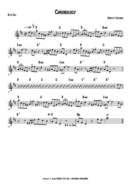 Chronology Alto Sax Sheet Music