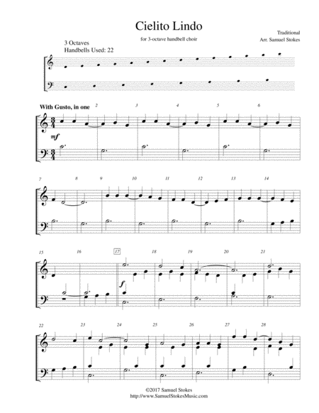 Free Sheet Music Cielito Lindo For 3 Octave Handbell Choir