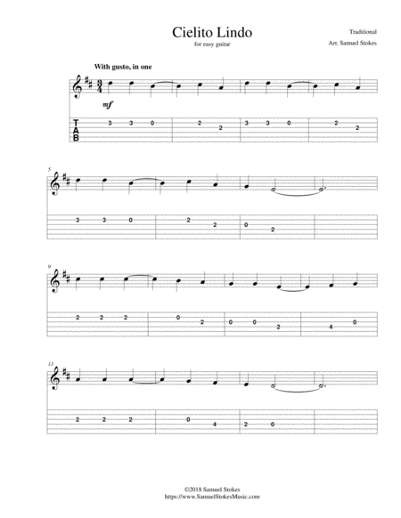 Cielito Lindo For Easy Guitar With Tab Sheet Music