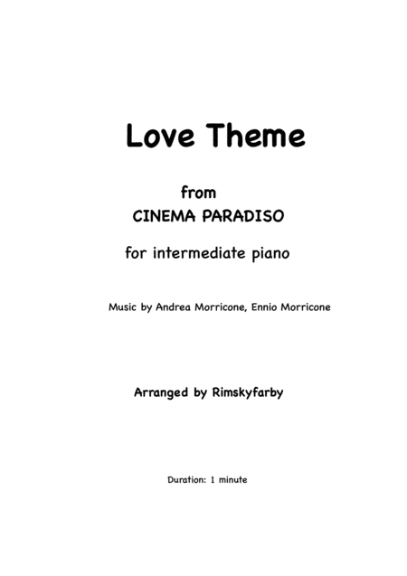 Free Sheet Music Cinema Paradiso Love Theme