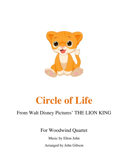 Free Sheet Music Circle Of Life From The Lion King For Woodwind Quartet