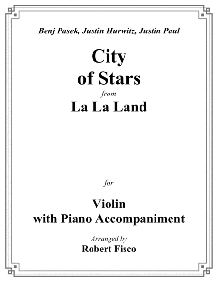 City Of Stars From La La Land For Violin With Piano Accompaniment Sheet Music