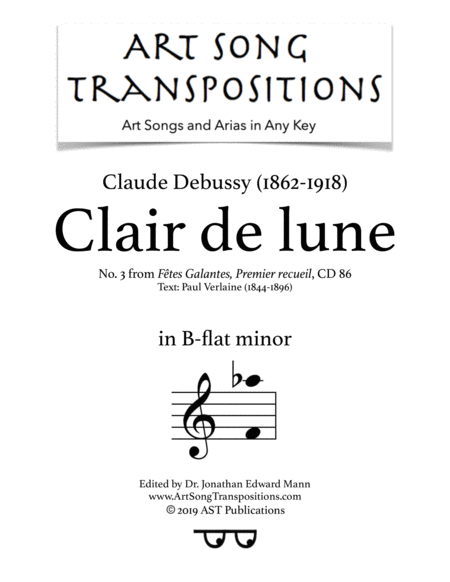 Free Sheet Music Clair De Lune B Flat Minor