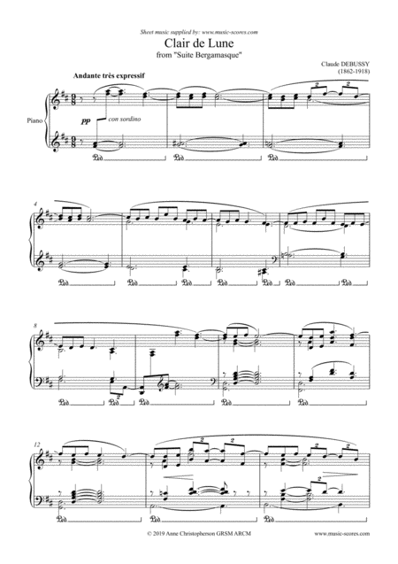 Clair De Lune Easier Sheet Music