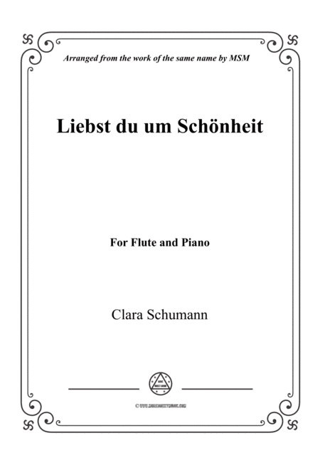 Free Sheet Music Clara Liebst Du Um Schnheit For Flute And Piano